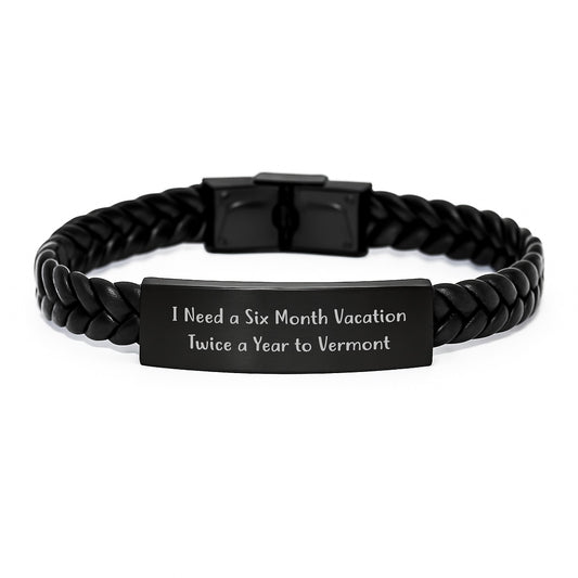 Unique Vermont Interlaced Leather Bracelets Gifts for Men Women Friends Family - Funny Christmas Idea from Vermont Lover - Image 1