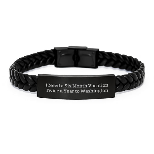 Washington State of Mind Interlaced Leather Bracelet Gifts for Friends from Washington, Funny Quote Christmas Unique Gifts - Image 1