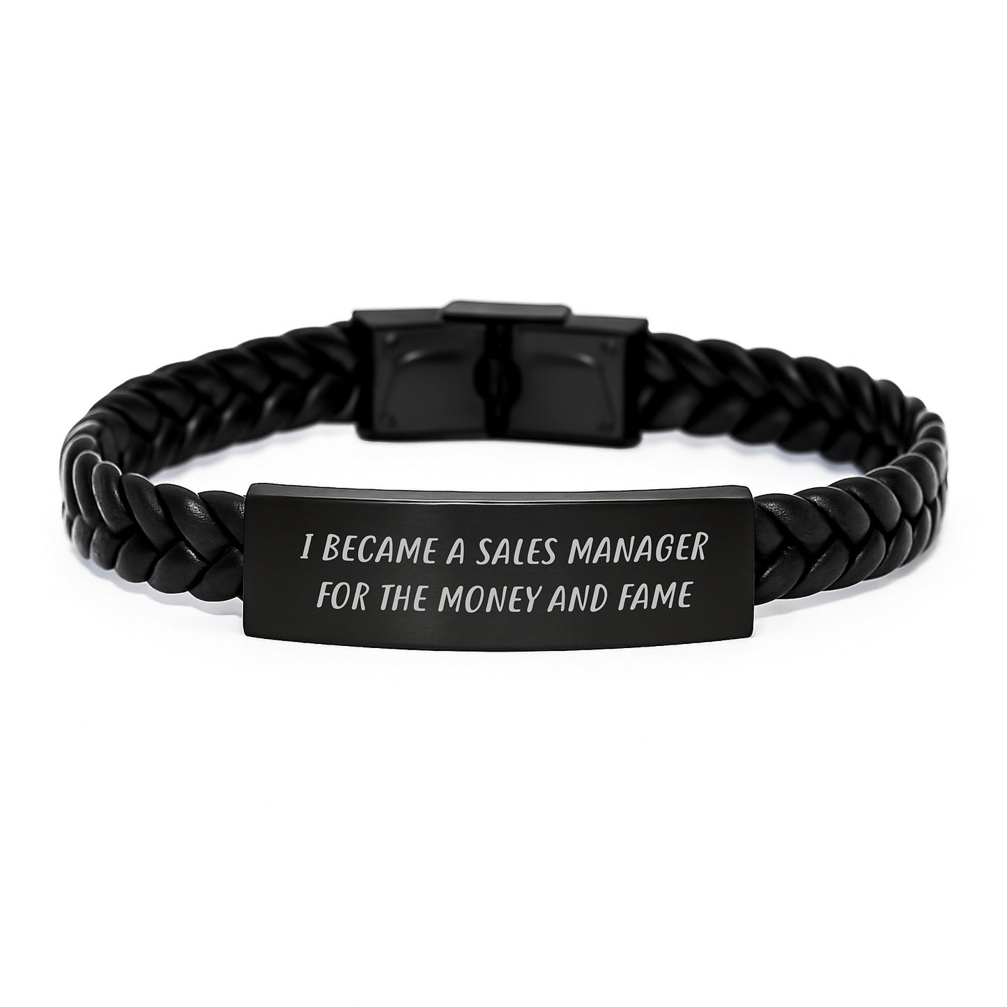 A Funny Quote Inspired Sales Manager Gifts for Men, Women, Friends, or Coworkers - Interlaced Leather Bracelet with Stainless Steel and PU Leather, Gift Ideas for Christmas - Image 1