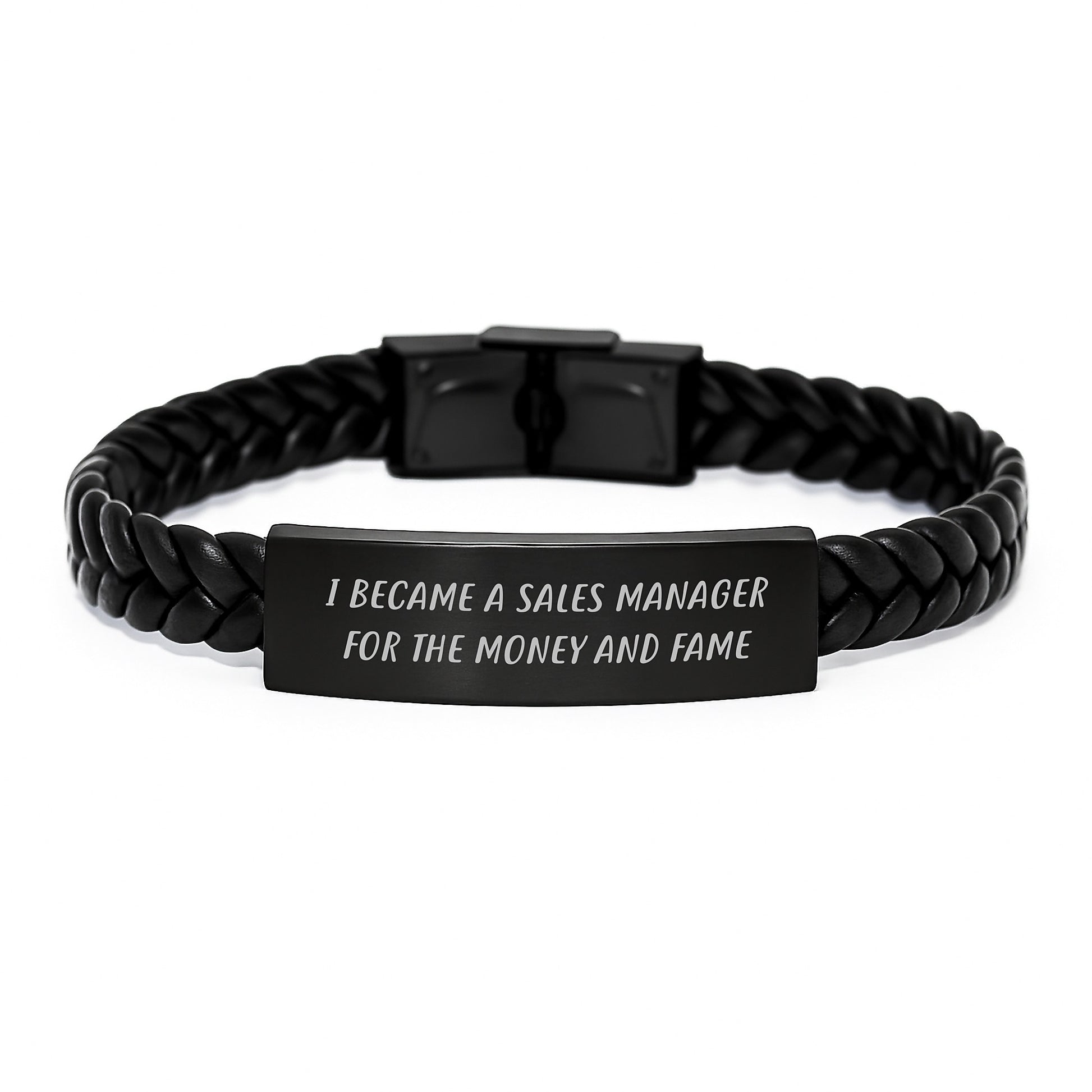 A Funny Quote Inspired Sales Manager Gifts for Men, Women, Friends, or Coworkers - Interlaced Leather Bracelet with Stainless Steel and PU Leather, Gift Ideas for Christmas - Image 1