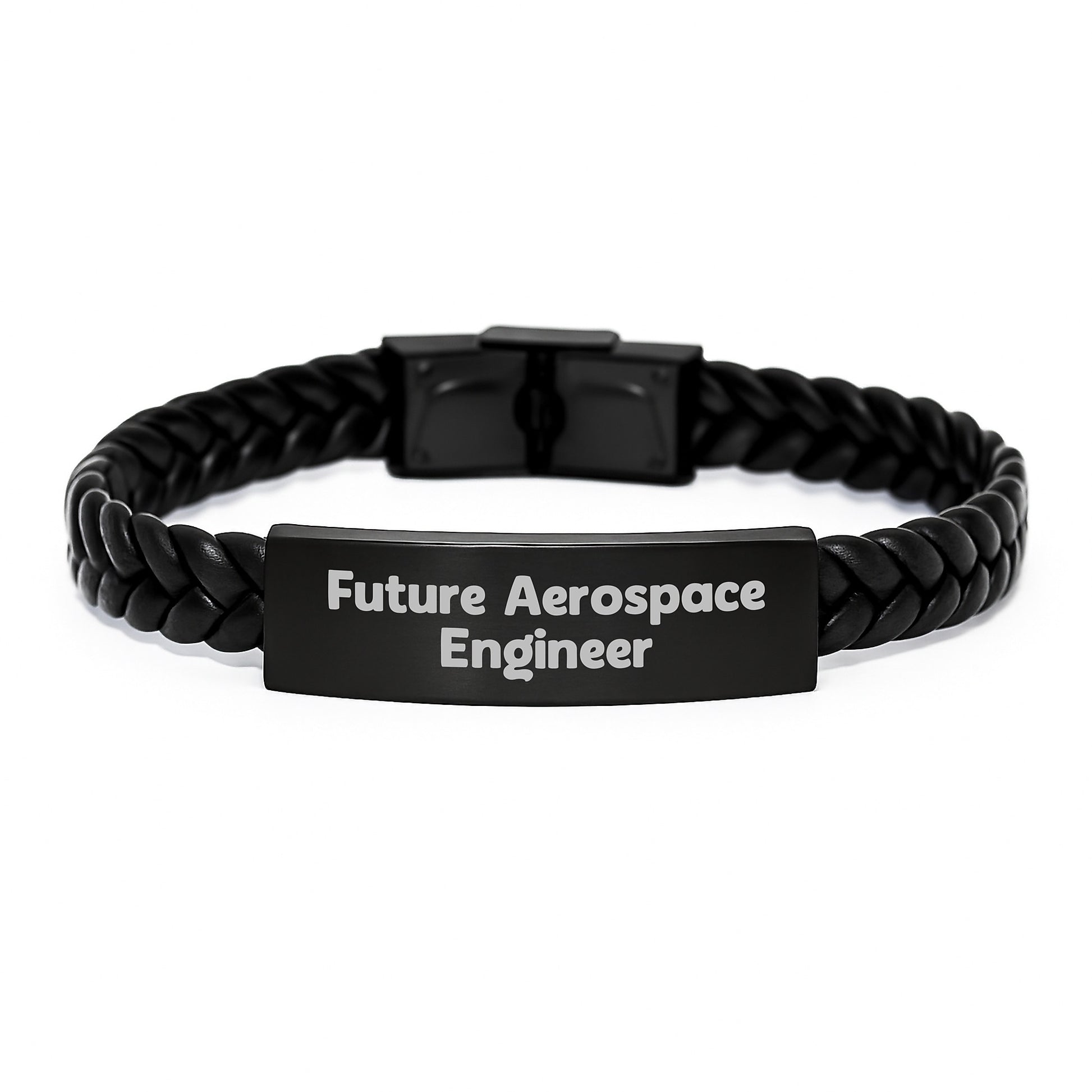Aerospace Engineer Funny Gift for Him, Interlaced Leather Bracelet with Quote 'Future Aerospace Engineer', Birthday Unique Gifts from Friends to Colleagues - Image 1