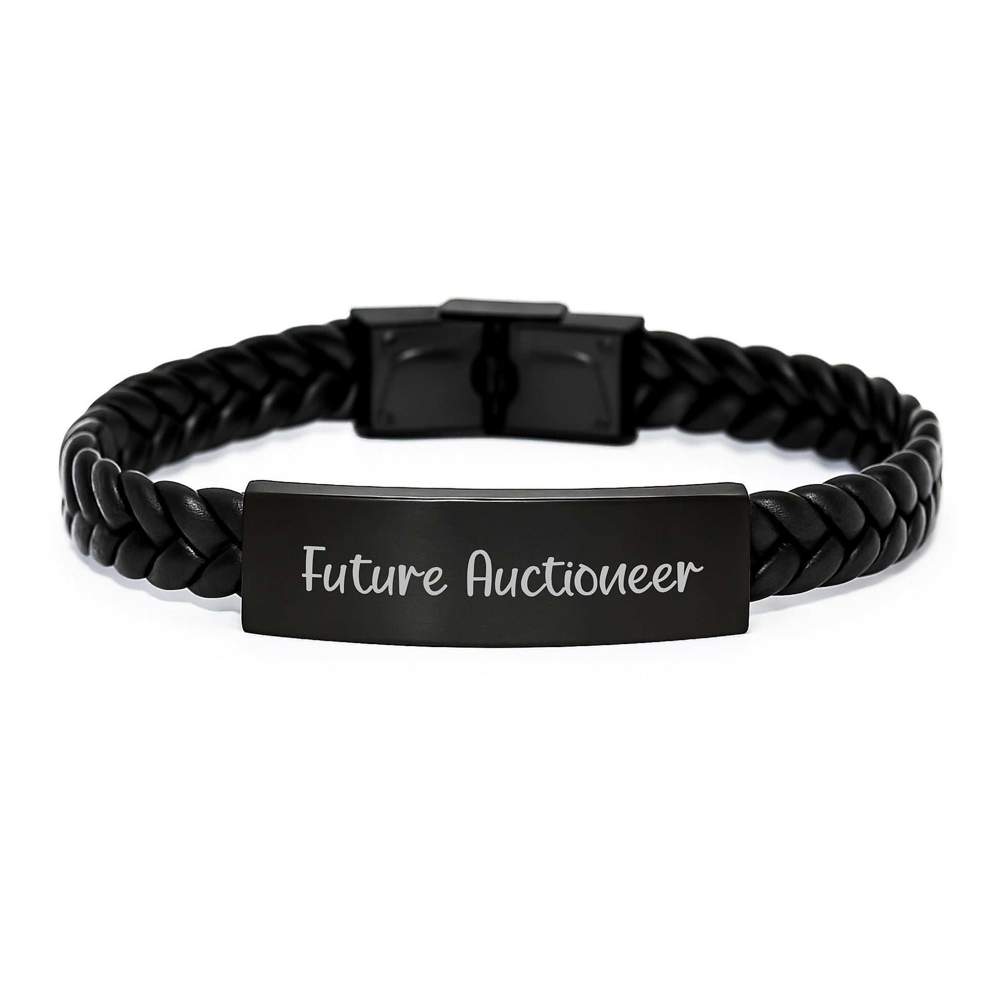 Auctioneer Funny Graduation Gifts from Friends to Future Auctioneer Interlaced Leather Bracelet - Image 1
