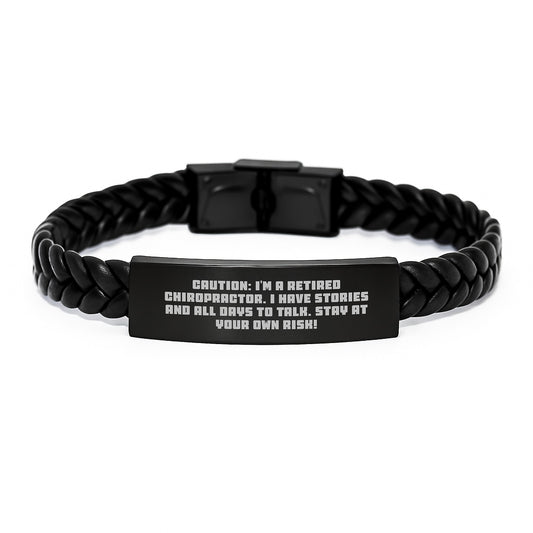 Chiropractor Gifts - Funny Quote Interlaced Leather Bracelet for Graduation - Gifts from Friends and Family, Chiropractor Appreciation, Stay at Your Own Risk! - Image 1