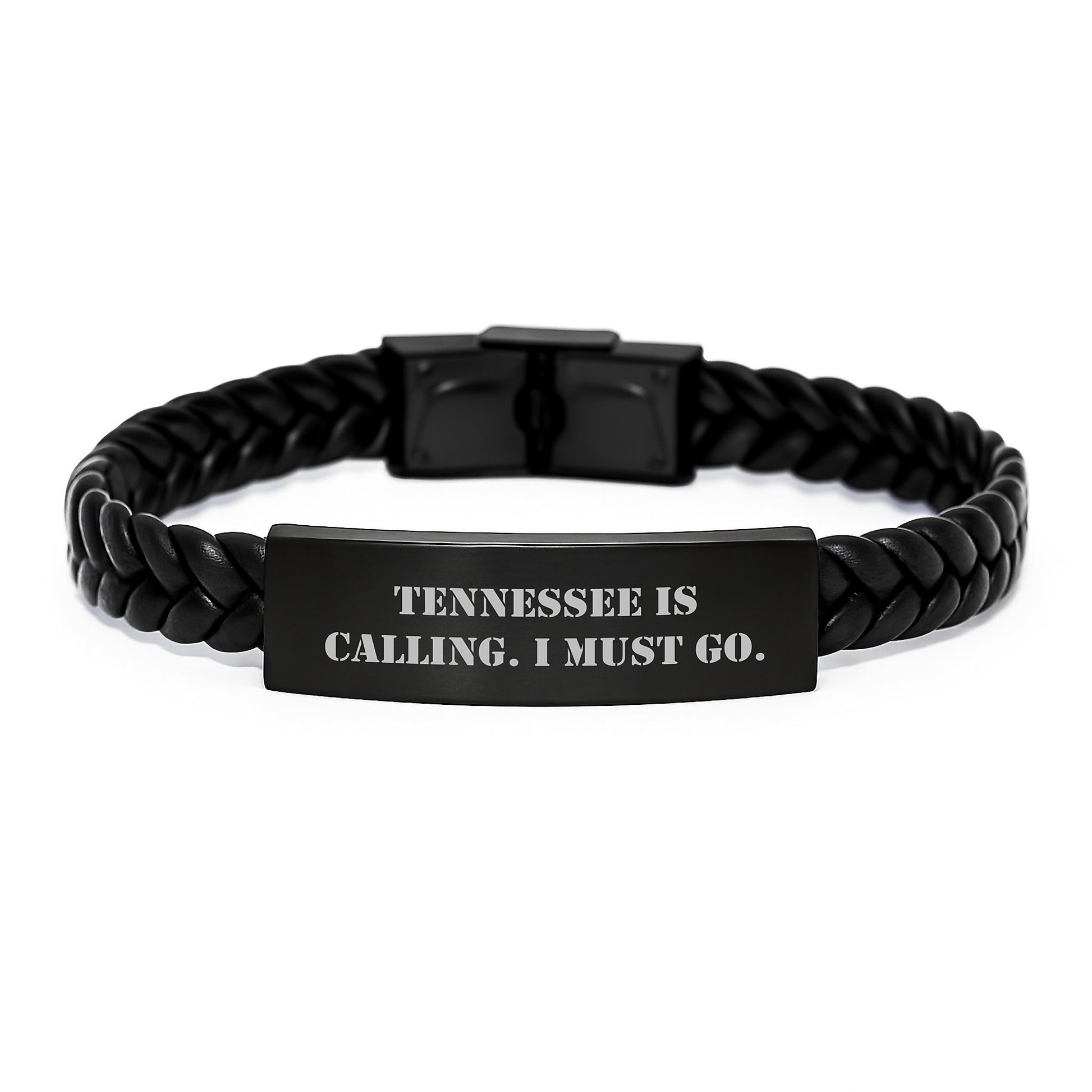 Tennessee Inspired Interlaced Leather Bracelets, Funny Quote 'Tennessee Is Calling. I Must Go.', Birthday Unique Gifts for Women from Friends, Family, or Coworkers - Image 1