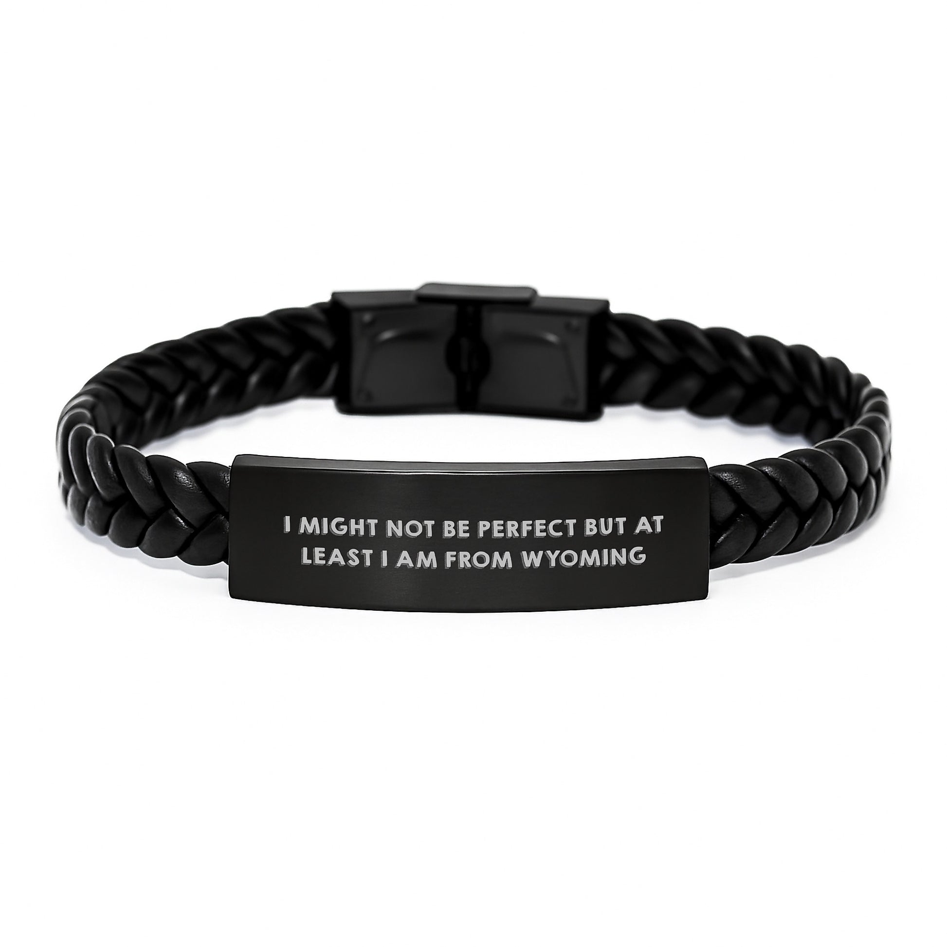 Wyoming Inspired Interlaced Leather Bracelet Gifts for Him or Her from Friends, Family, or Coworkers, Inspirational Quote Inside, Graduation Unique Gifts - Image 1