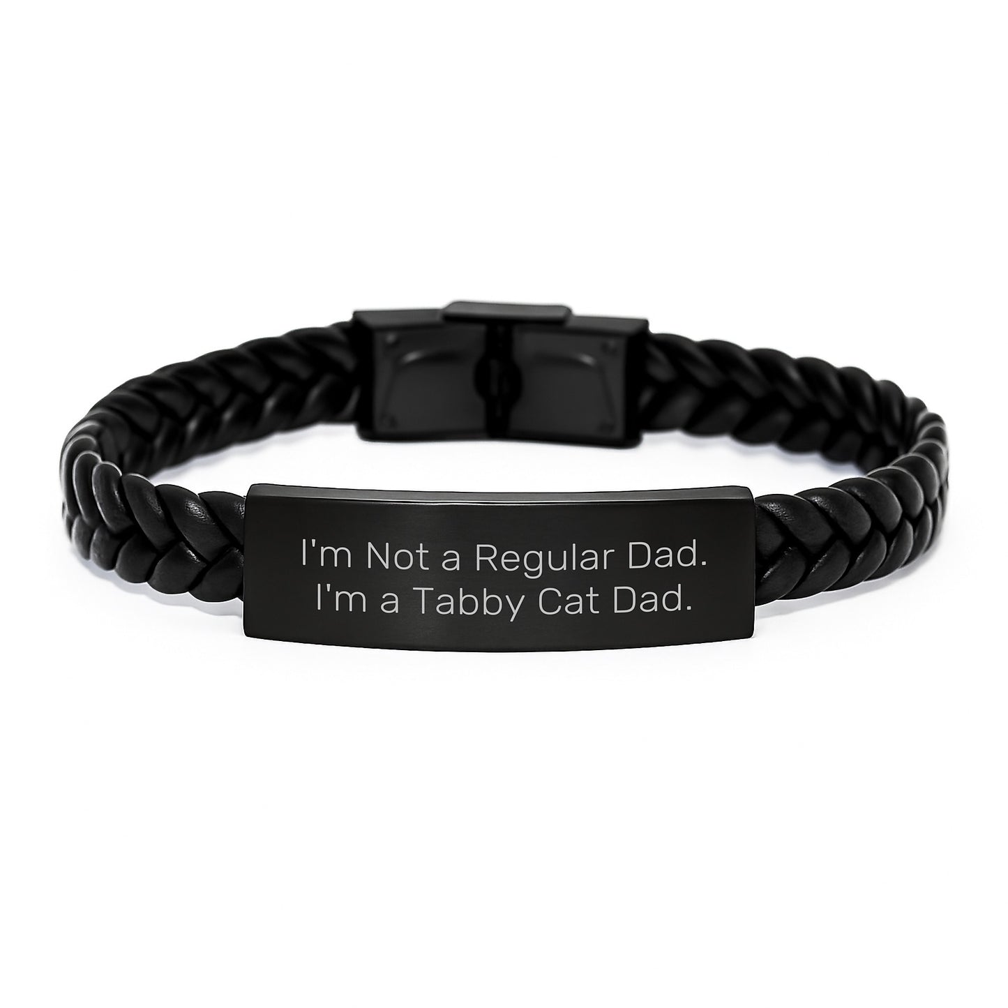 Tabby Cat Dad Gifts - Funny Interlaced Leather Bracelet for Men from Tabby Cat Lovers, Graduation Unique Gifts for Him - Image 1