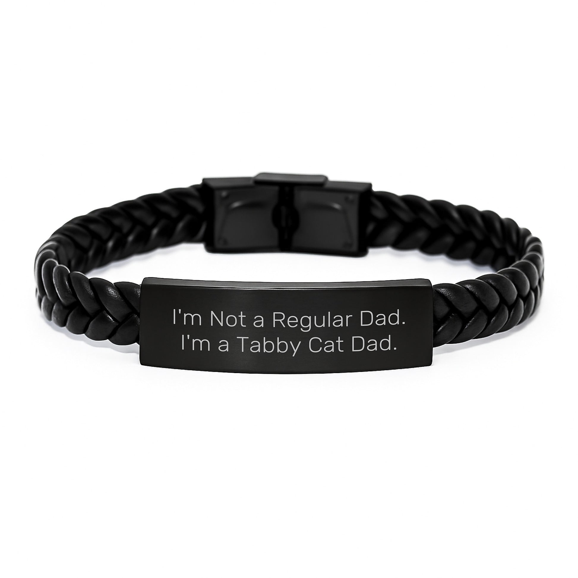 Tabby Cat Dad Gifts - Funny Interlaced Leather Bracelet for Men from Tabby Cat Lovers, Graduation Unique Gifts for Him - Image 1