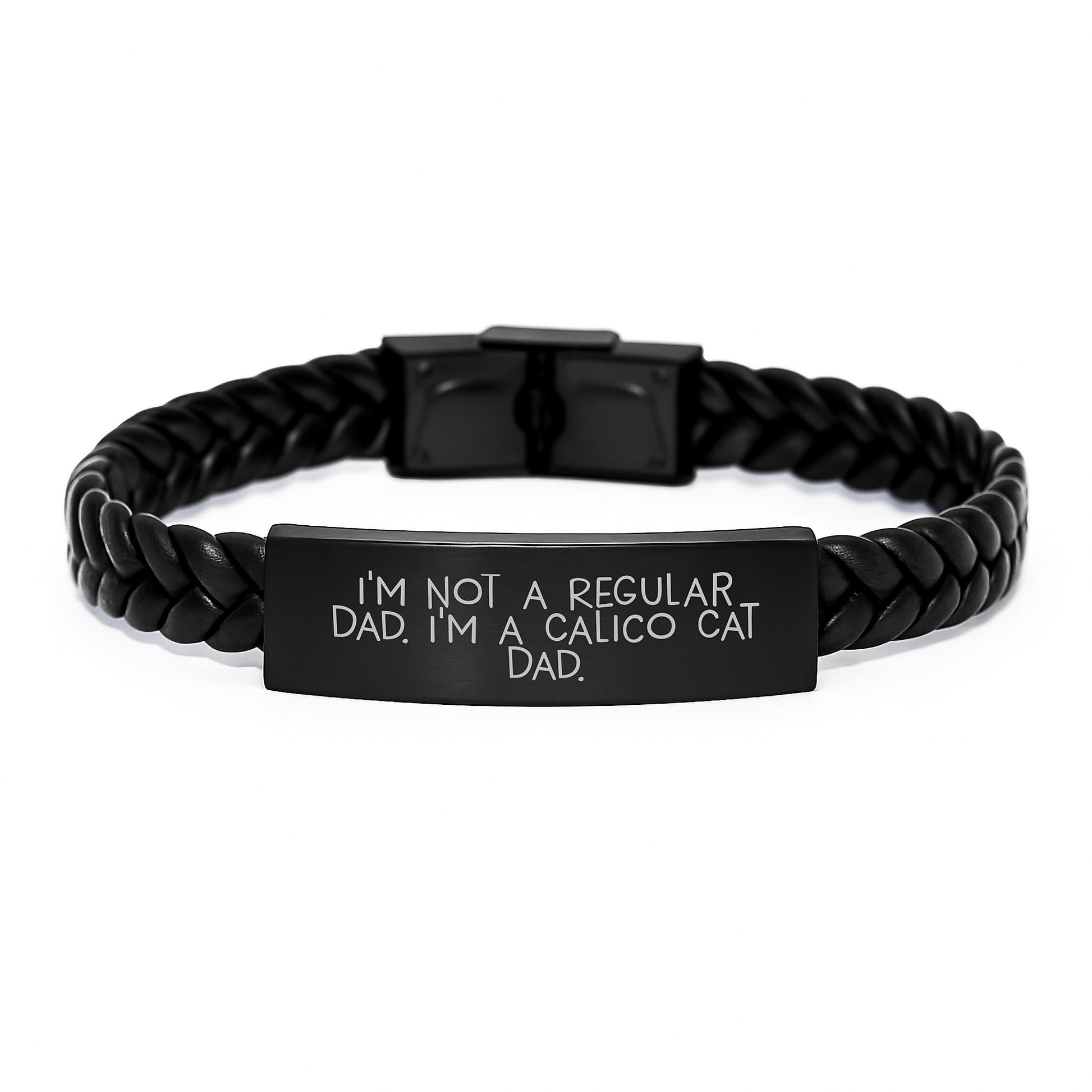 Calico Cat Dad Gifts Unique Interlaced Leather Bracelet for Men from Friends - I'm Not A Regular Dad. I'm A Calico Cat Dad. - Graduation Unique Gifts - Image 1