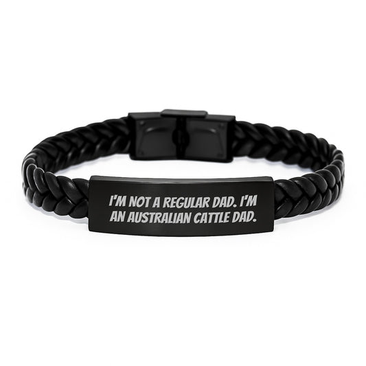 Australian Cattle Dog Dad Gifts, Funny Quote Interlaced Leather Bracelet for Men, Gifts from Dad to Son or Friend, Graduation Unique Gifts for Him - Image 1