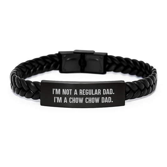 Chow Chow Dad Gifts, Funny Quote Interlaced Leather Bracelet for Men, Gifts from Dad to Chow Chow Dog, Unique Graduation Gifts, Gifts for Dad  - Image 1
