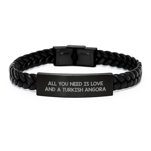 Turkish Angora Cat Lovers' Interlaced Leather Bracelet Gifts from Friends for Graduation - All You Need Is Love And A Turkish Angora - Image 1