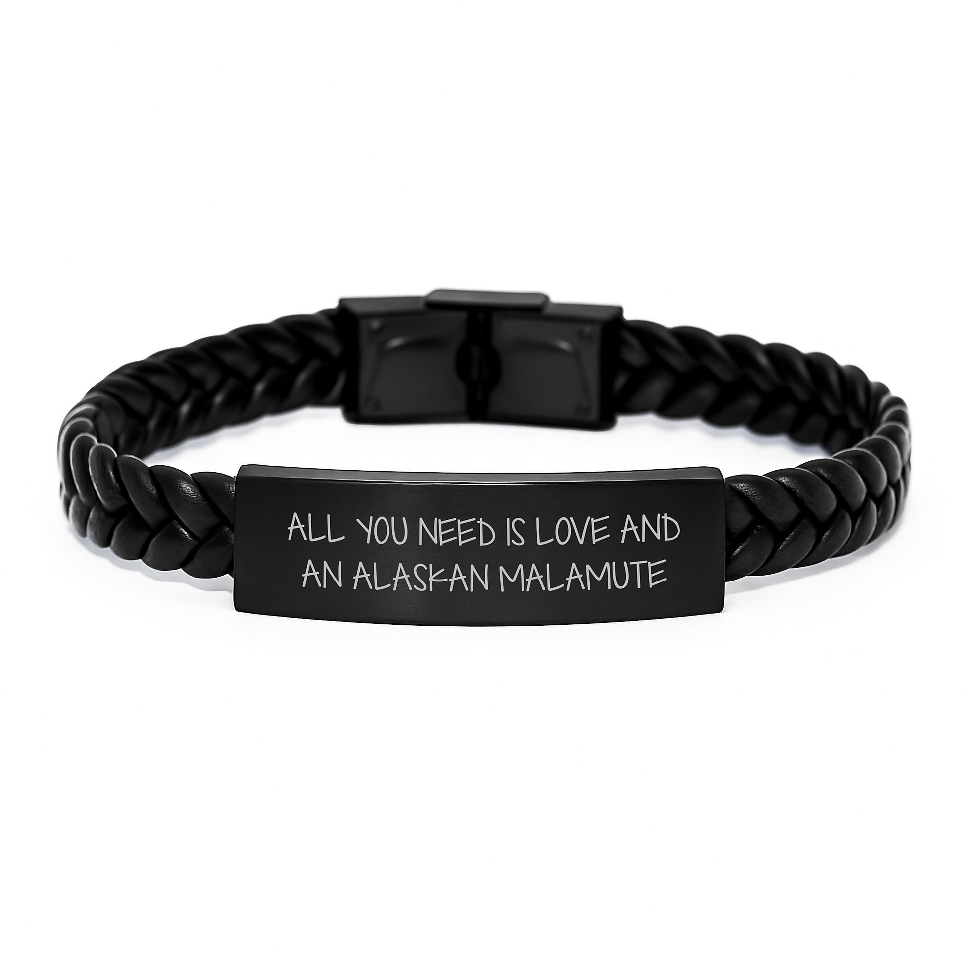 Alaskan Malamute Dog Lovers Gift from Family, Friends, or Coworkers - Inspirational Interlaced Leather Bracelet for Men and Women - All You Need Is Love And An Alaskan Malamute - Image 1