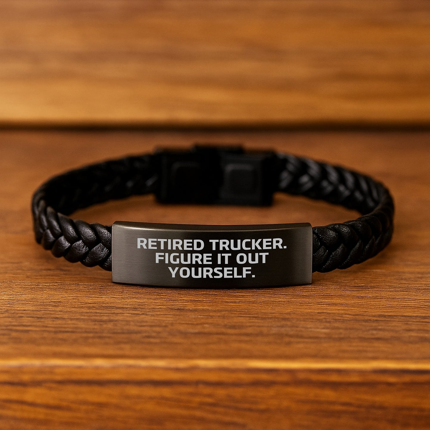 Trucker Gifts from Men, Funny Quote Interlaced Leather Bracelet for Birthday, Retired Trucker Figure It Out Yourself, Gifts for Trucker, Men's Birthday Unique Gifts - Image 2