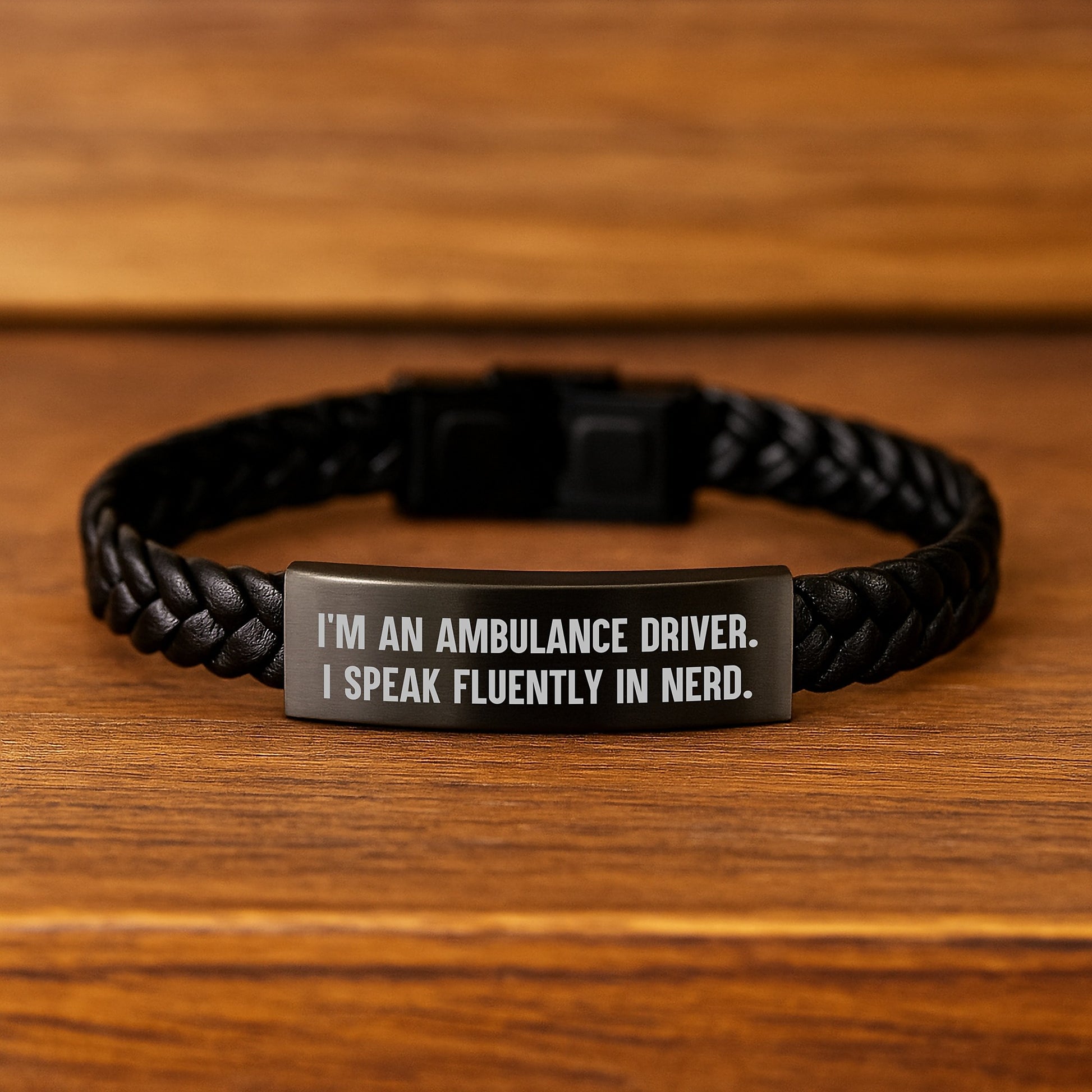 Ambulance Driver Gifts Funny Quote Interlaced Leather Bracelet, Gifts from Friends, Gifts for Ambulance Driver, Birthday Unique Gifts for Men - Image 2