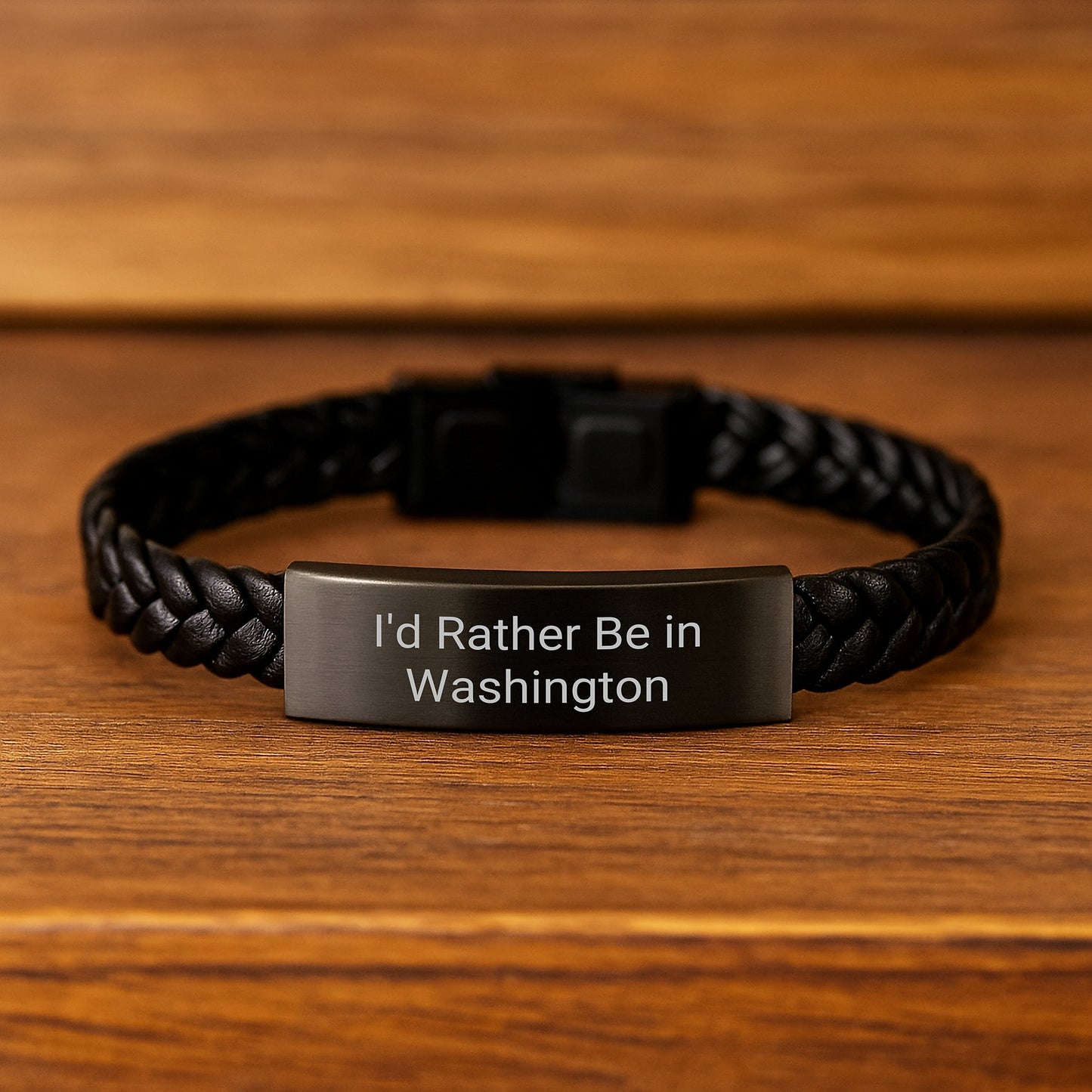 Washington Enthusiasts' Delight, 'I'd Rather Be In Washington' Interlaced Leather Bracelet, Gifts from Friends or Family to Washington Lovers, Birthday Unique Presents for Him or Her - Image 2
