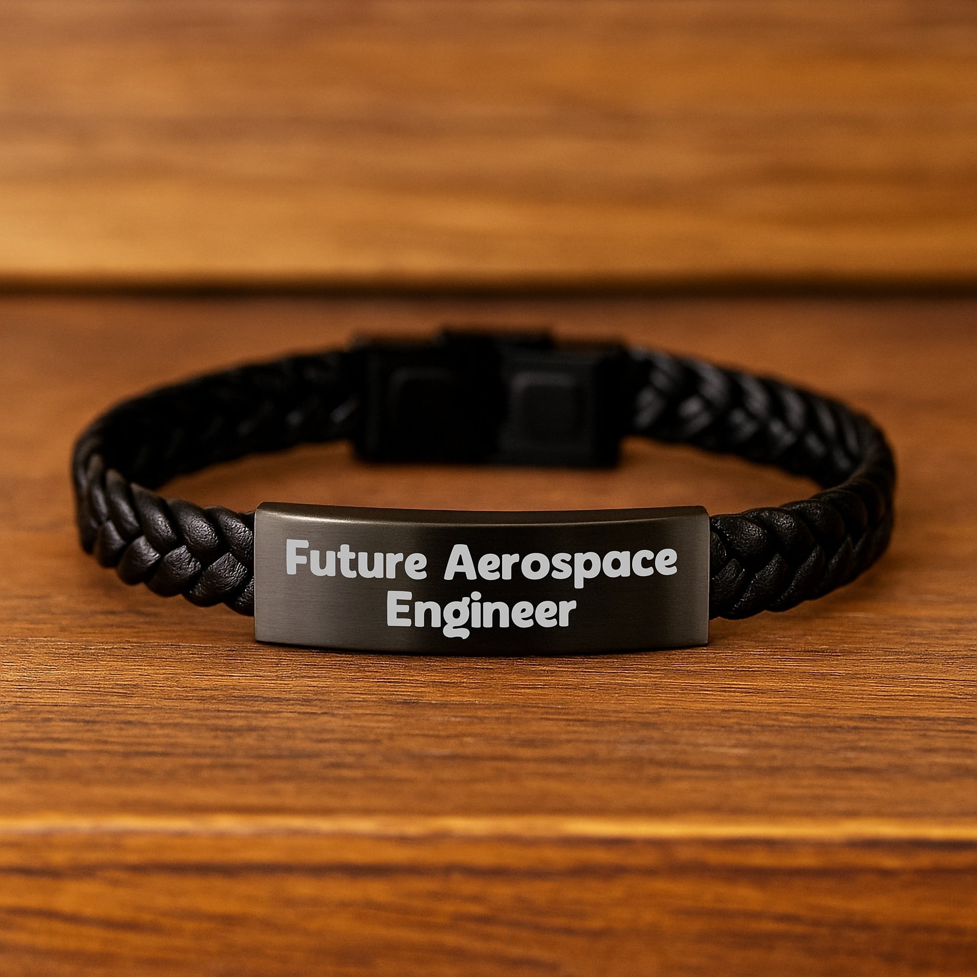 Aerospace Engineer Funny Gift for Him, Interlaced Leather Bracelet with Quote 'Future Aerospace Engineer', Birthday Unique Gifts from Friends to Colleagues - Image 2