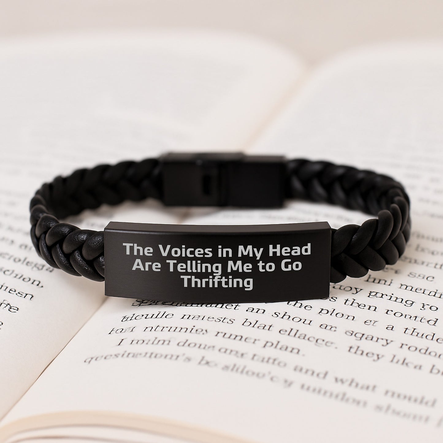 Thrifting Fun Gifts from Friends for Thrifting Lovers, Interlaced Leather Bracelet with Funny Quote, Perfect Graduation Unique Gifts from Women to Men - Image 3