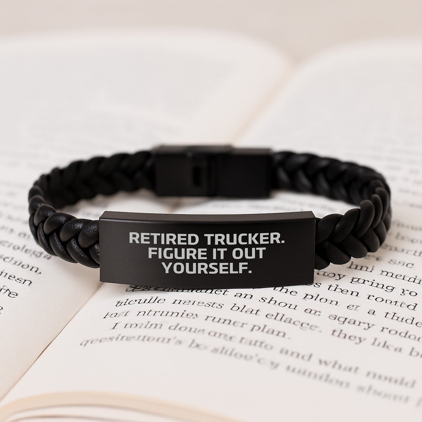 Trucker Gifts from Men, Funny Quote Interlaced Leather Bracelet for Birthday, Retired Trucker Figure It Out Yourself, Gifts for Trucker, Men's Birthday Unique Gifts - Image 3