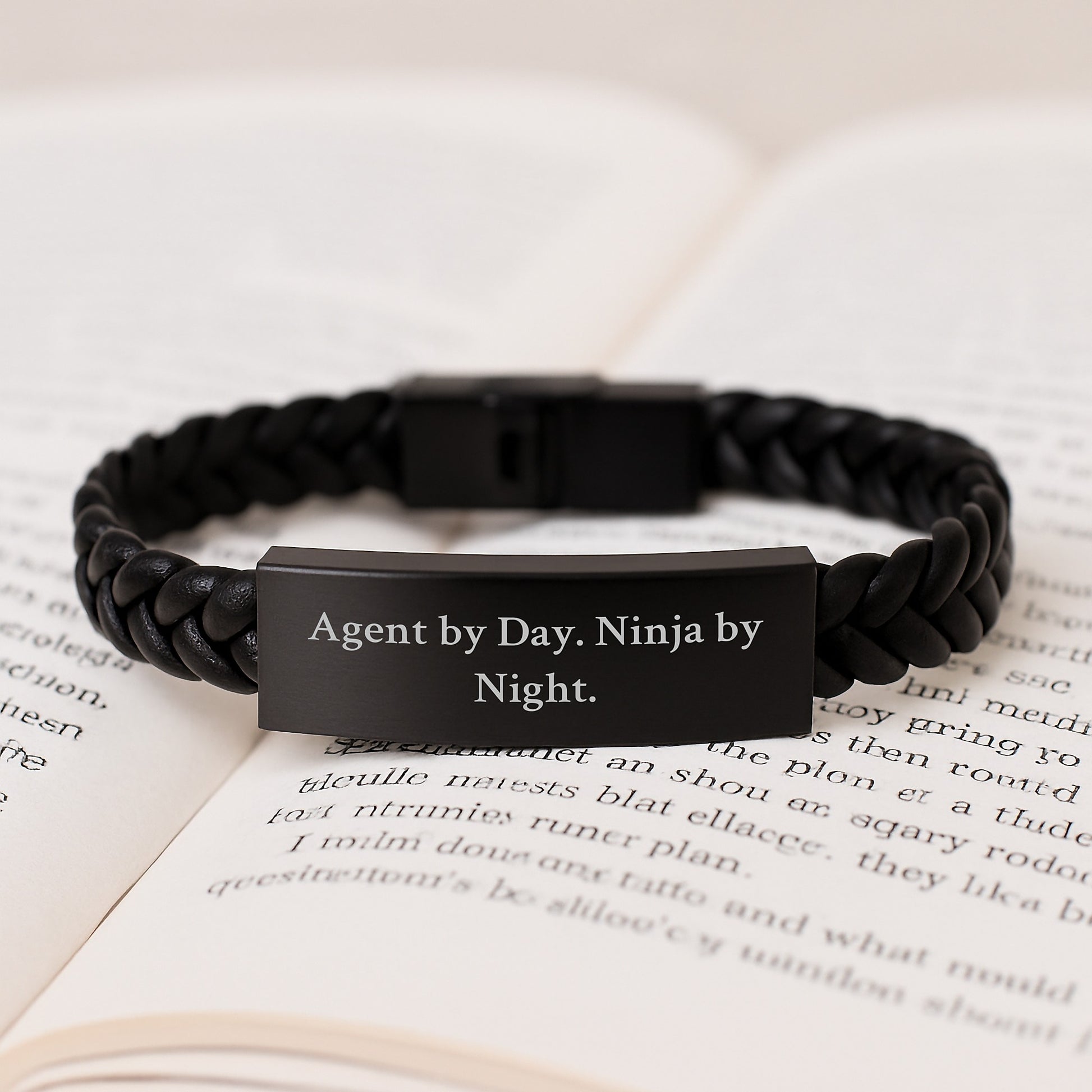 Agent's Secret Identity Interlaced Leather Bracelet, Funny Quote, Birthday Unique Gifts for Men from Friends - Image 3