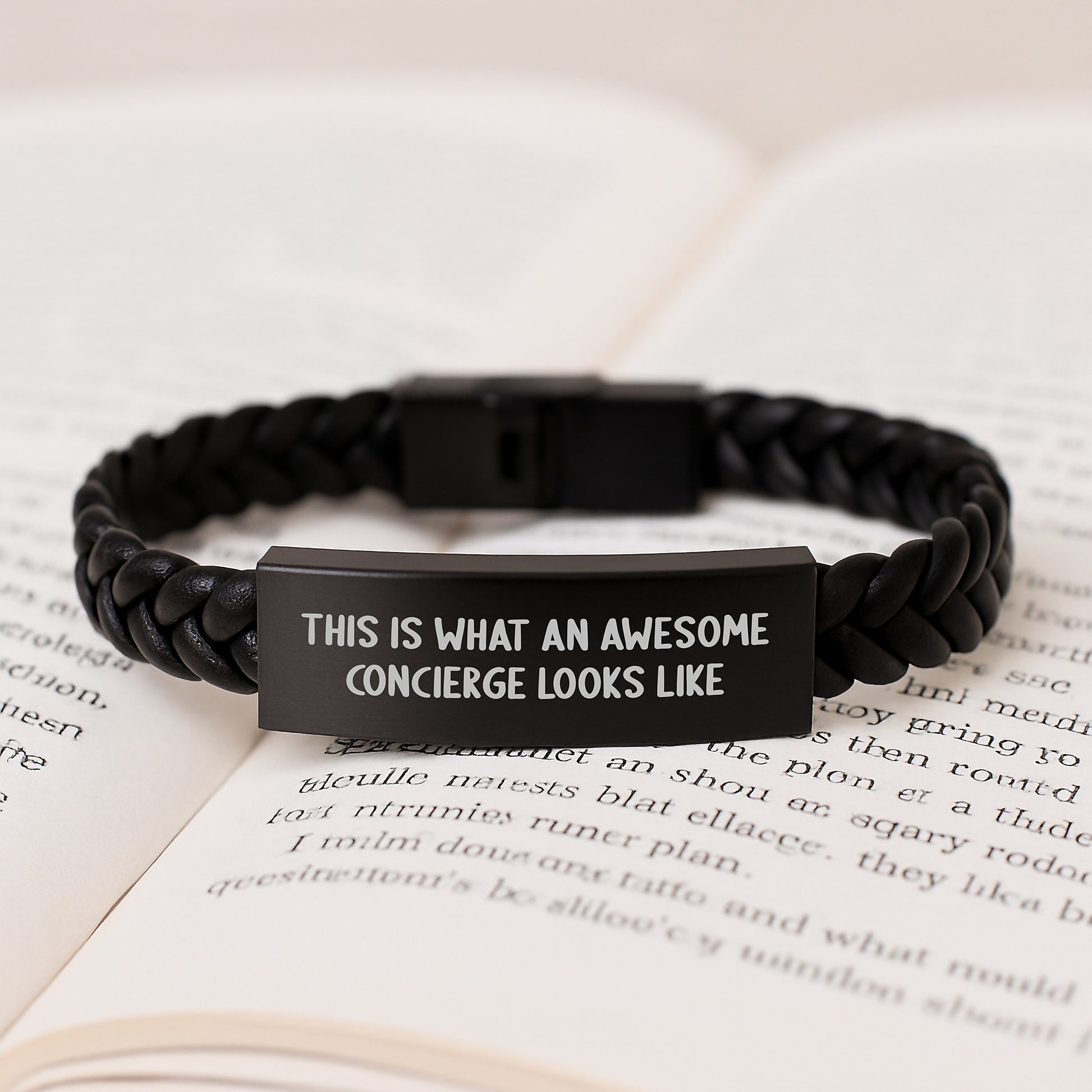 This Is What An Awesome Concierge Gifts: Interlaced Leather Birthday Unique Gifts from Men to Concierge - Inspirational Quote, Stainless Steel and PU Leather Combination - Image 3