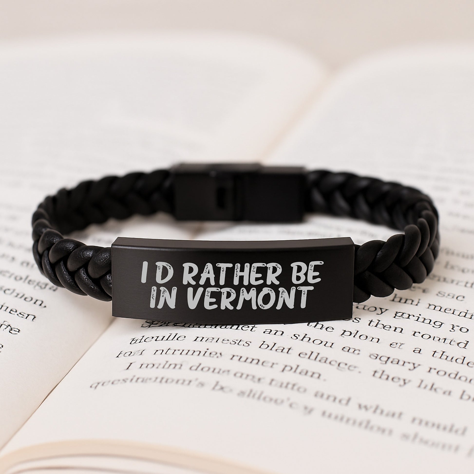 Vermont Gifts from I'd Rather Be In Vermont Interlaced Leather Bracelet for Men, Women, or Friends, Birthday Unique Gifts - Image 3
