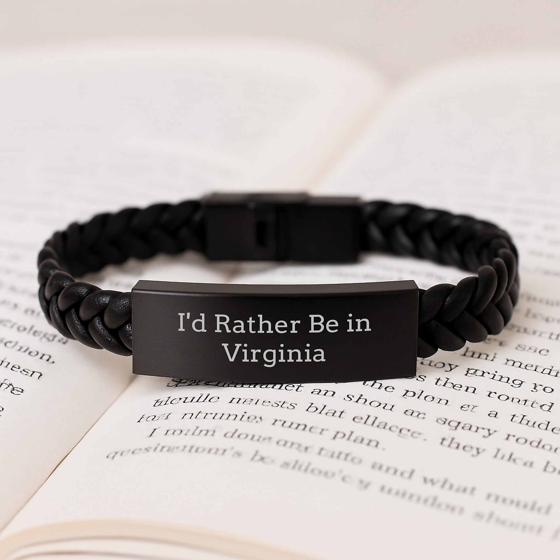 Virginia Lovers' Quote Interlaced Leather Bracelet Gifts from Friends for Birthday, 'I'd Rather Be In Virginia' - Image 3