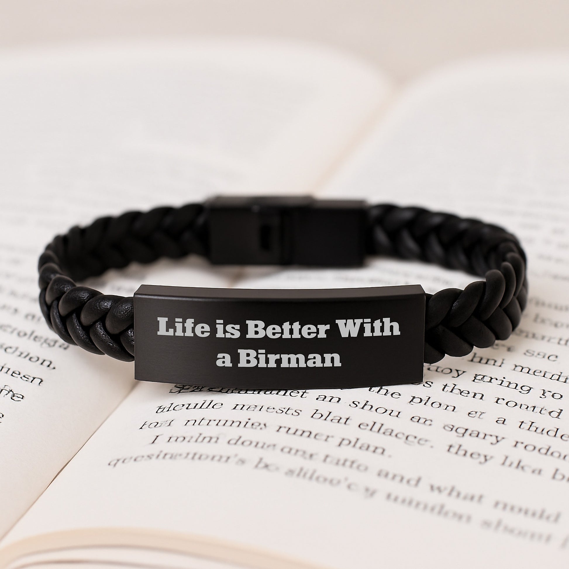 Birman Cat Lover Gifts, 'Life Is Better With A Birman' Interlaced Leather Bracelet, Gifts from Family for Graduation, Unique Gifts for Men, Women, Friends, Coworkers - 7.87 inches - Image 3