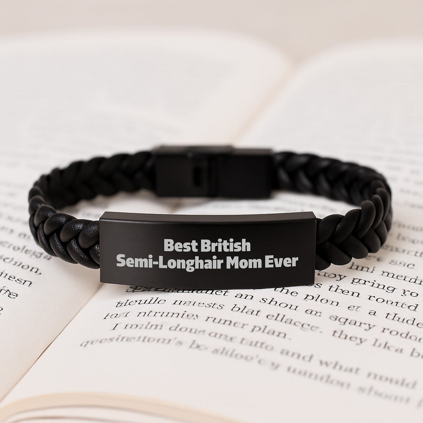 British Semi-Longhair Cat Lovers Gifts, Funny Quote Interlaced Leather Bracelet for Birthday, Gifts from Friends, Gifts for British Semi-Longhair Cat Mom, Unique Accessories - Image 3