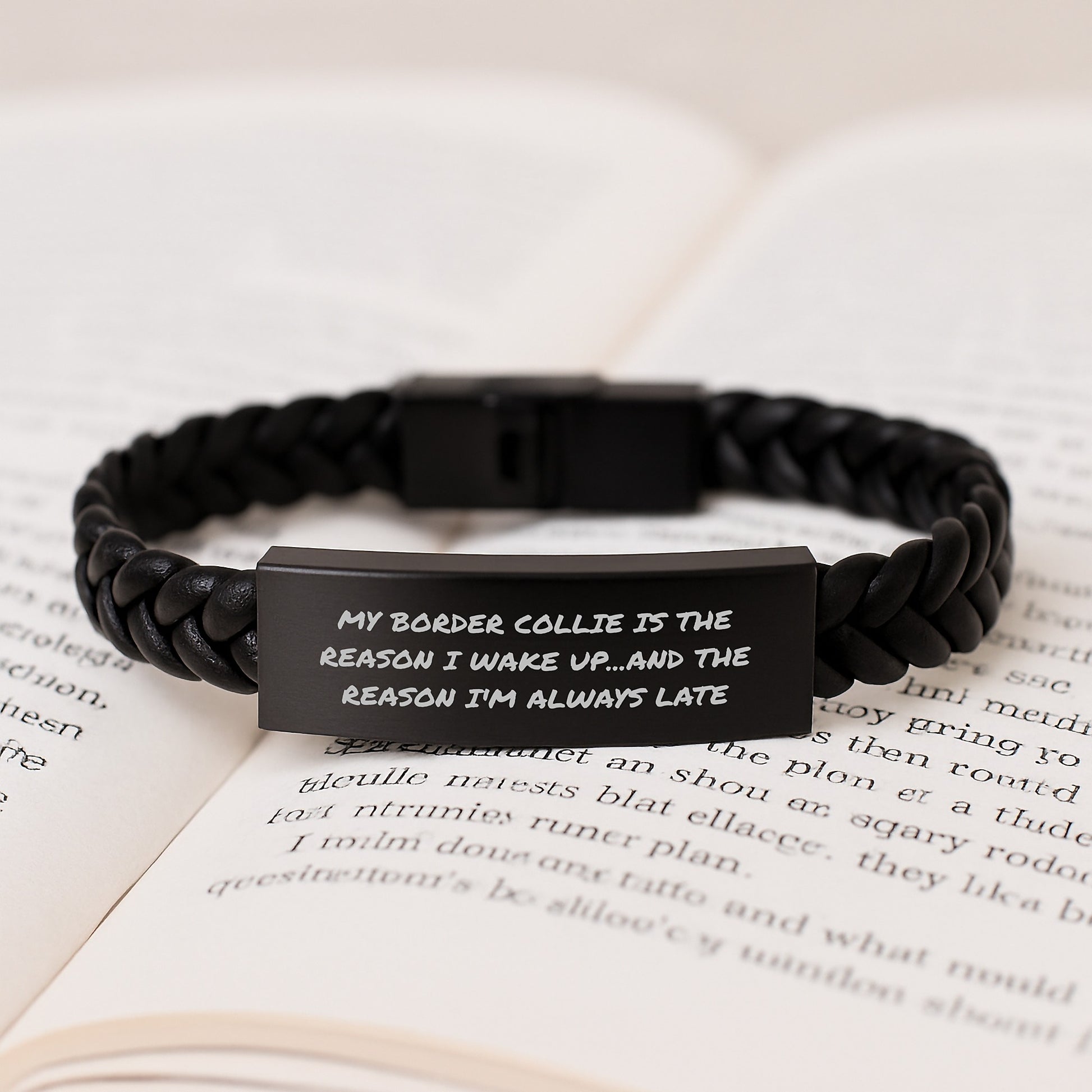 Funny Border Collie Dog Gifts from Men to Friends - Interlaced Leather Bracelet for Birthday Unique Gifts - Image 3