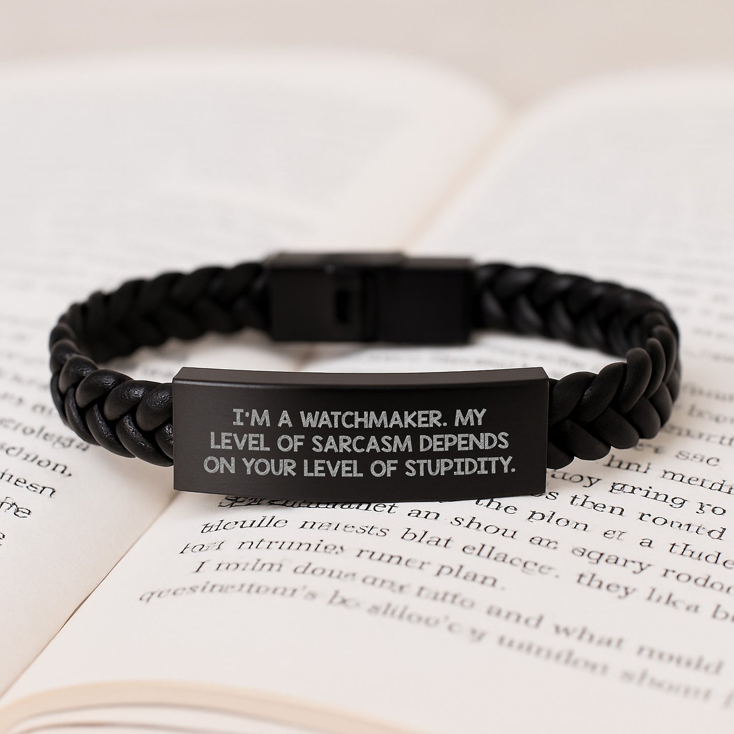 Watchmaker Humor Interlaced Leather Bracelet, Gifts from Men to Watchmaker, Funny Sarcasm Quote Birthday Unique Gifts for Him - Image 3