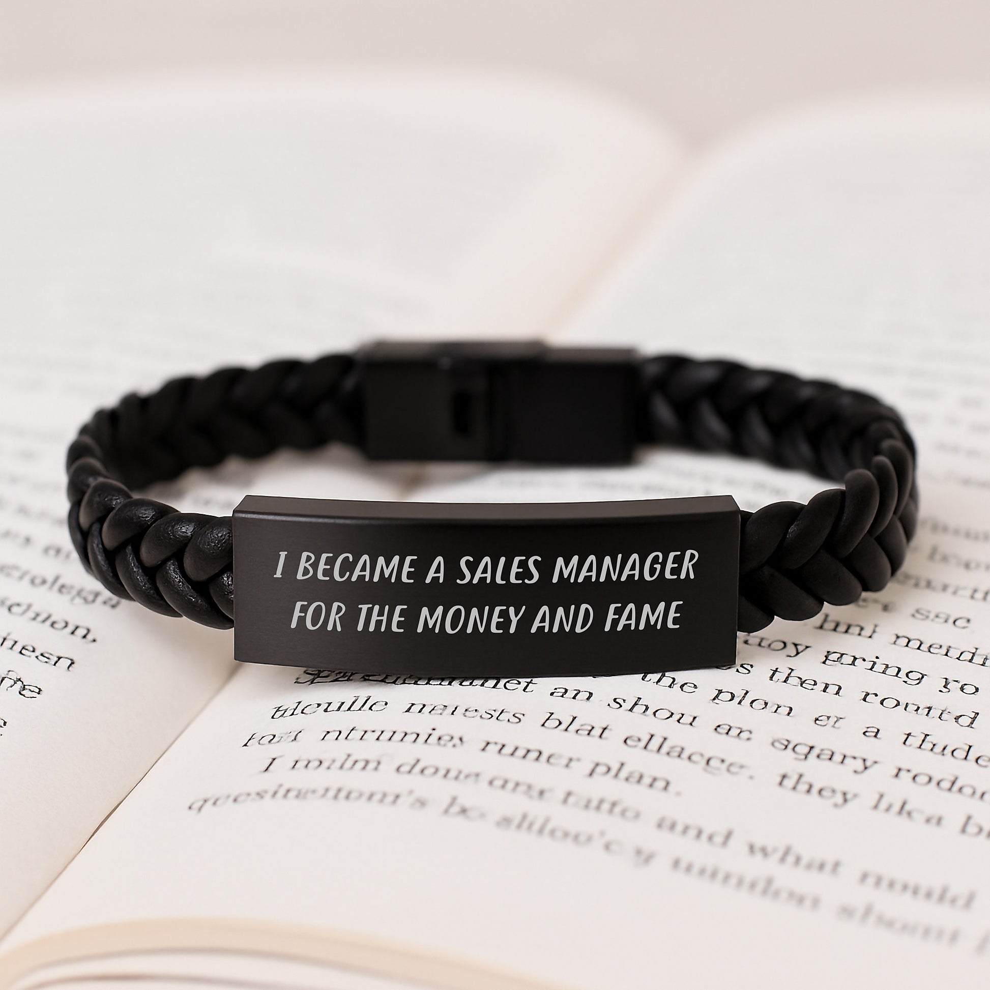 A Funny Quote Inspired Sales Manager Gifts for Men, Women, Friends, or Coworkers - Interlaced Leather Bracelet with Stainless Steel and PU Leather, Gift Ideas for Christmas - Image 3