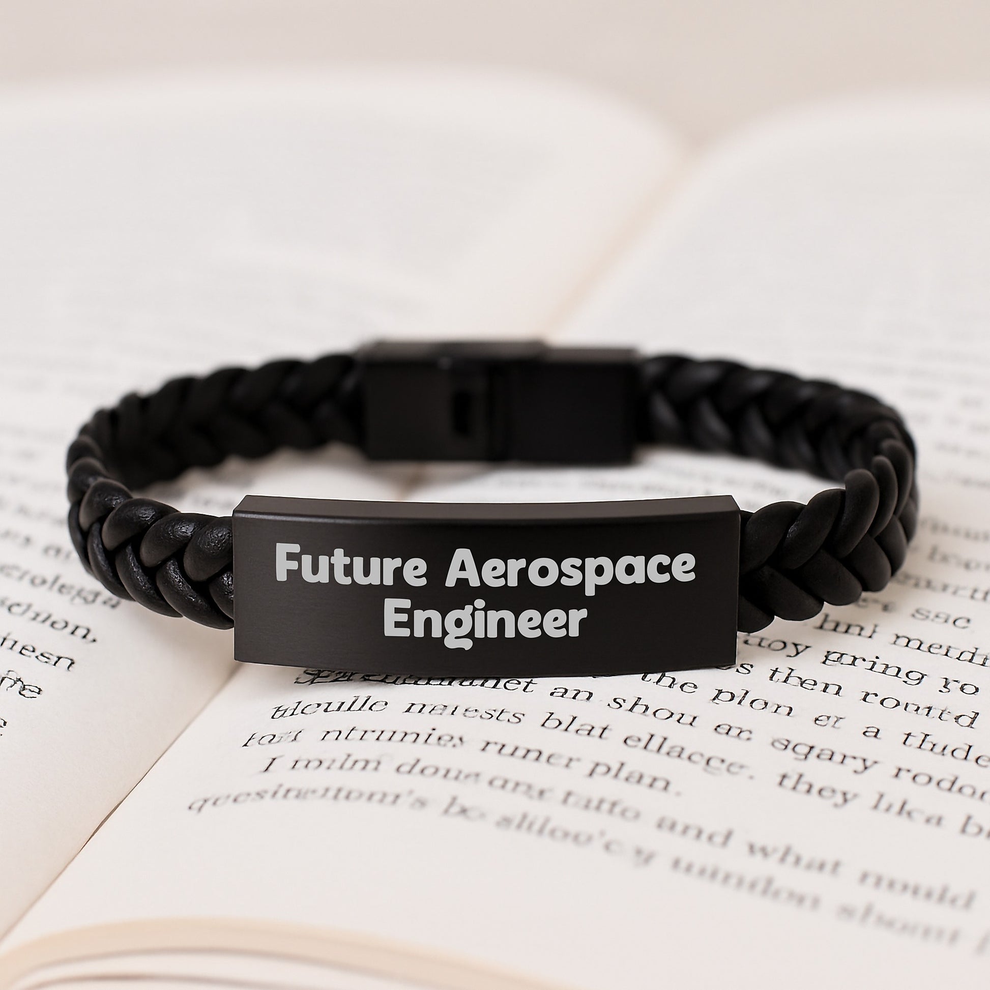 Aerospace Engineer Funny Gift for Him, Interlaced Leather Bracelet with Quote 'Future Aerospace Engineer', Birthday Unique Gifts from Friends to Colleagues - Image 3