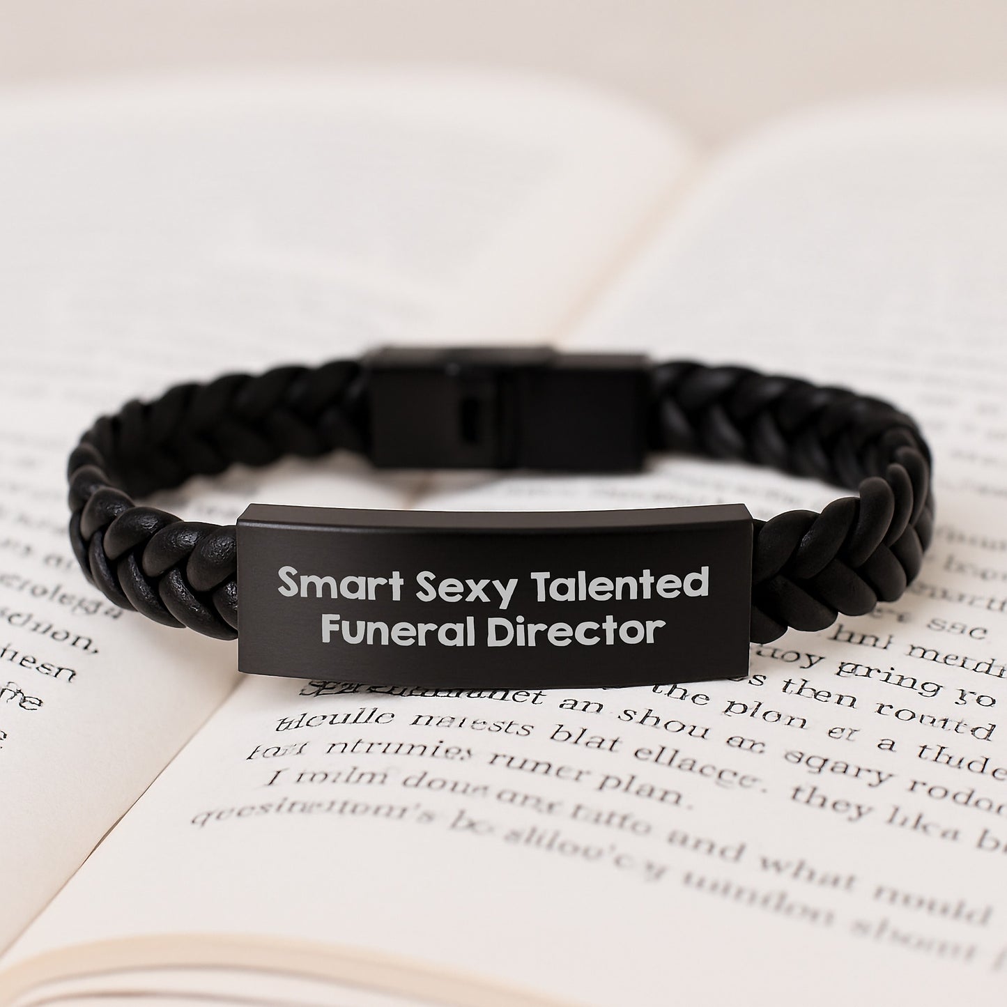 Smart Sexy Talented Funeral Director Gifts from Friends to Men Interlaced Leather Bracelet for Graduation, Funny Quote Inside - Unique Gifts for Funeral Director - Image 3