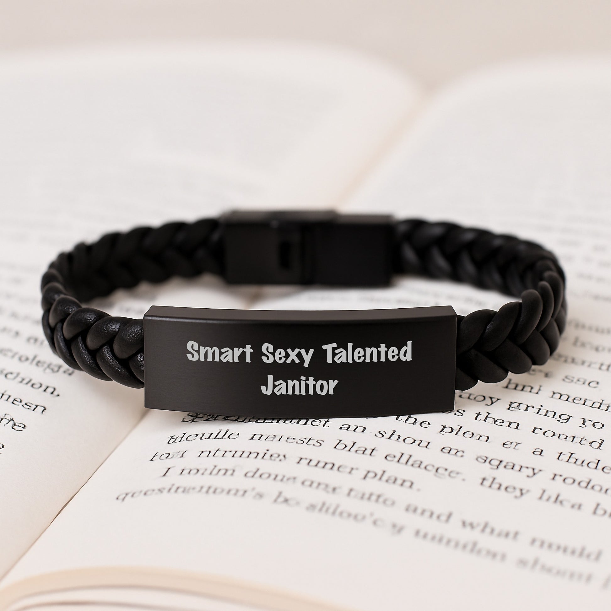 Smart Sexy Talented Janitor Graduation Gifts from Friends to Men Interlaced Leather Bracelet, Unique Janitor Appreciation Gifts - Image 3