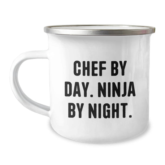 Chef By Day, Ninja By Night - Funny Birthday Unique Gift for Chef, 12 oz Stainless Steel Camping Mug - Image 1
