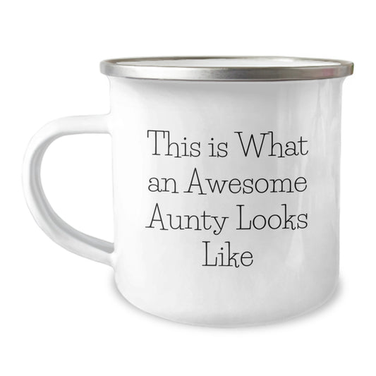 Awesome Aunty Camping Mug Gifts from Men to Aunty, Funny Quote, Graduation Unique Gifts - Image 1