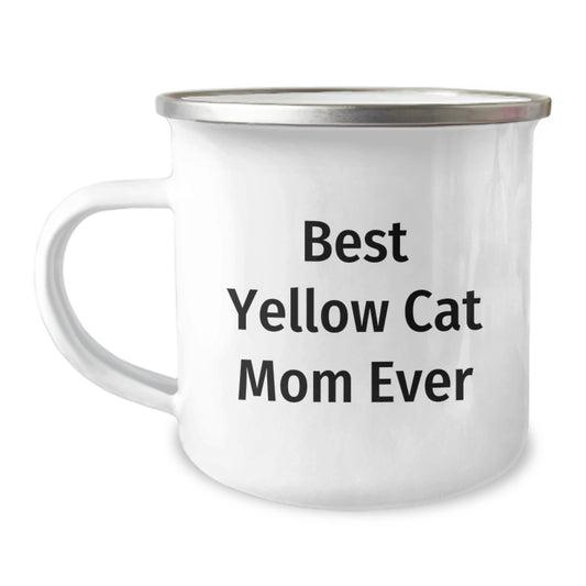 Yellow Cat Mom Gifts for Camping Mug, Funny 'Best Ever' Quote for Graduation Unique Gifts from Friends to Family - Image 1