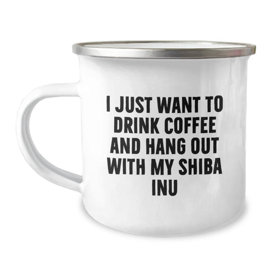 Shiba Inu Dog Gifts, Funny Camping Mugs for Friends, I Just Want To Drink Coffee And Hang Out With My Shiba Inu, Birthday Unique Gifts from Men to Family - Image 1