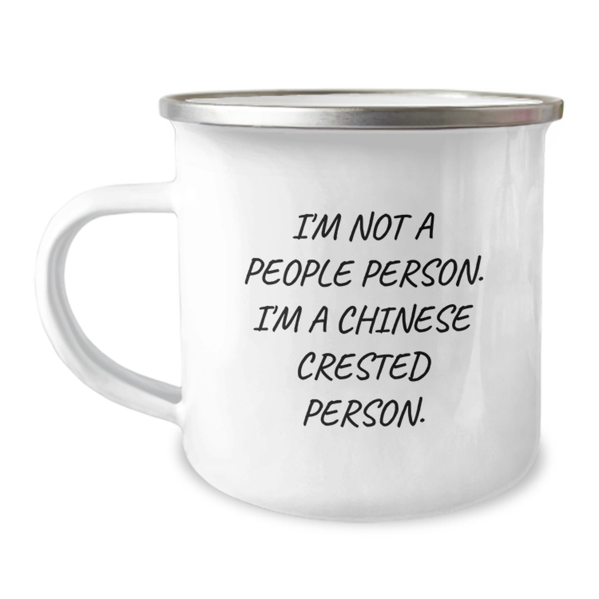 Chinese Crested Dog Lover's Funny Camping Mug, Gifts from Friends to Family, Birthday Unique Gifts for Men and Women - Image 1