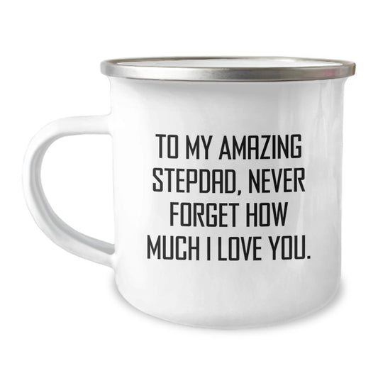 To My Amazing Stepdad, Funny Camping Mug, Gifts from Family for Stepdad's Graduation - Image 1