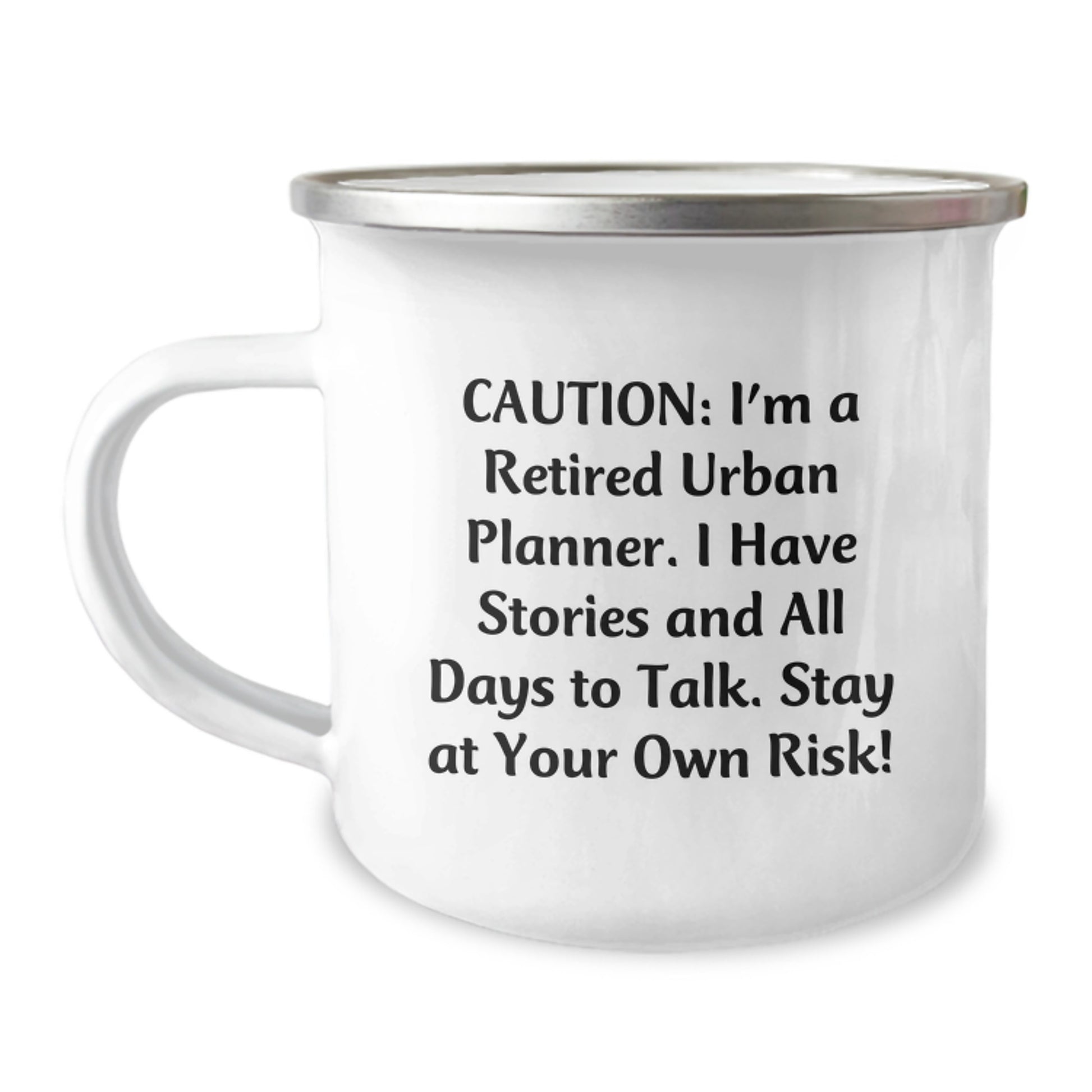 Urban Planner Gifts from Friends, Funny Camping Mug for Graduation, Caution: Stories Ahead! - Image 1
