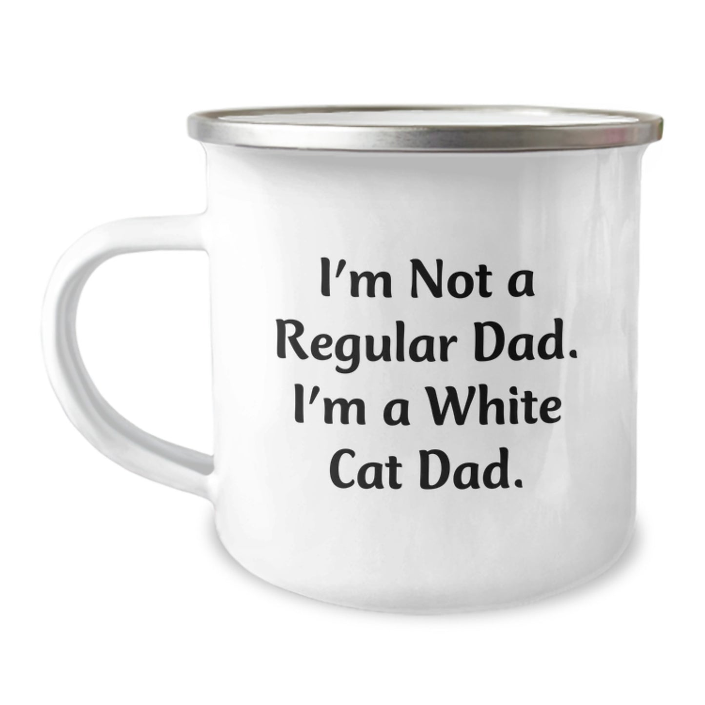White Cat Dad Gifts, Camping Mug for Graduation, Funny Quote 'I'm Not A Regular Dad. I'm A White Cat Dad.' from Family to Friends - Image 1