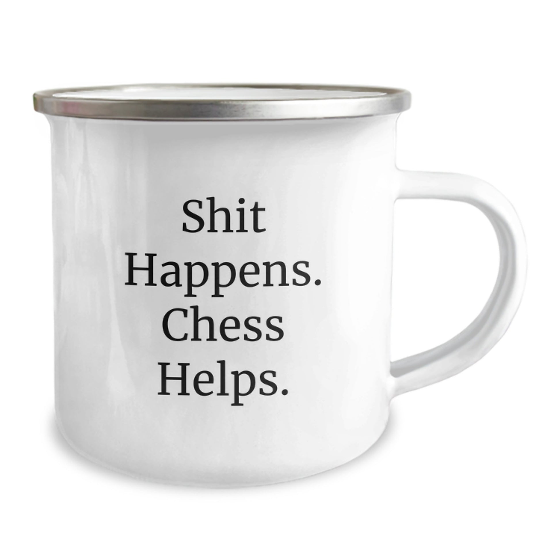 Chess Lovers' Funny Gift, Camping Mug for Graduation, Shit Happens. Chess Helps., Gifts from Friends, Gifts for Chess Enthusiasts - Image 2