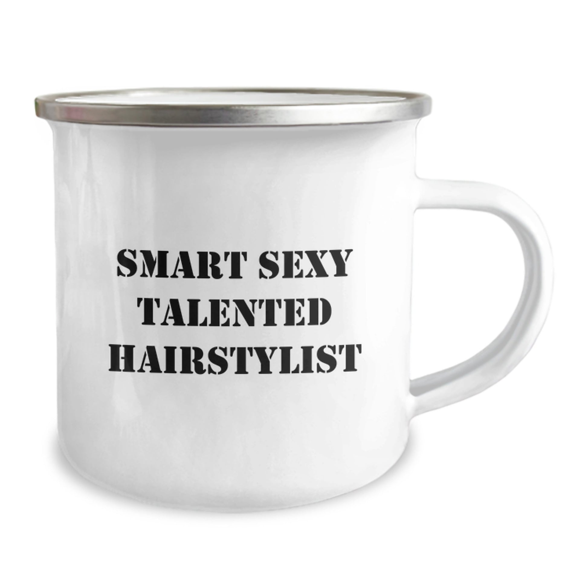 Smart Sexy Talented Hairstylist Gifts for Men Women Friends Family, Funny Quote Camping Mug, 12 oz Stainless Steel with Enamel Finish, Hand Washing Recommended, Ideal Gift for Hairstylist Graduation - Image 2