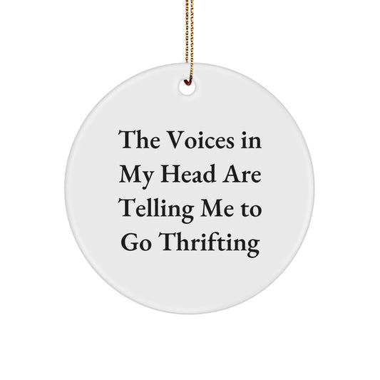 Thrifting Enthusiast Gifts, Funny Quote Circle Ornament, White, 2.75 Tall, for Friends, Family, and Coworkers from - Image 1