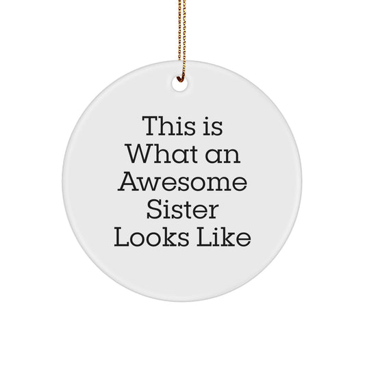 Sister Gifts, Funny Quote, Christmas Circle Ornament Gifts from Sister, This Is What An Awesome Sister Looks Like, Unique Sister Present - Image 1