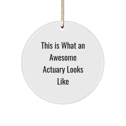 Actuary Gifts from Friends for Christmas - This Is What An Awesome Actuary Looks Like Circle Ornament, Durable MDF, White Color, 2.75" Tall, 0.5 oz, Perfect for Actuary Enthusiasts - Image 1