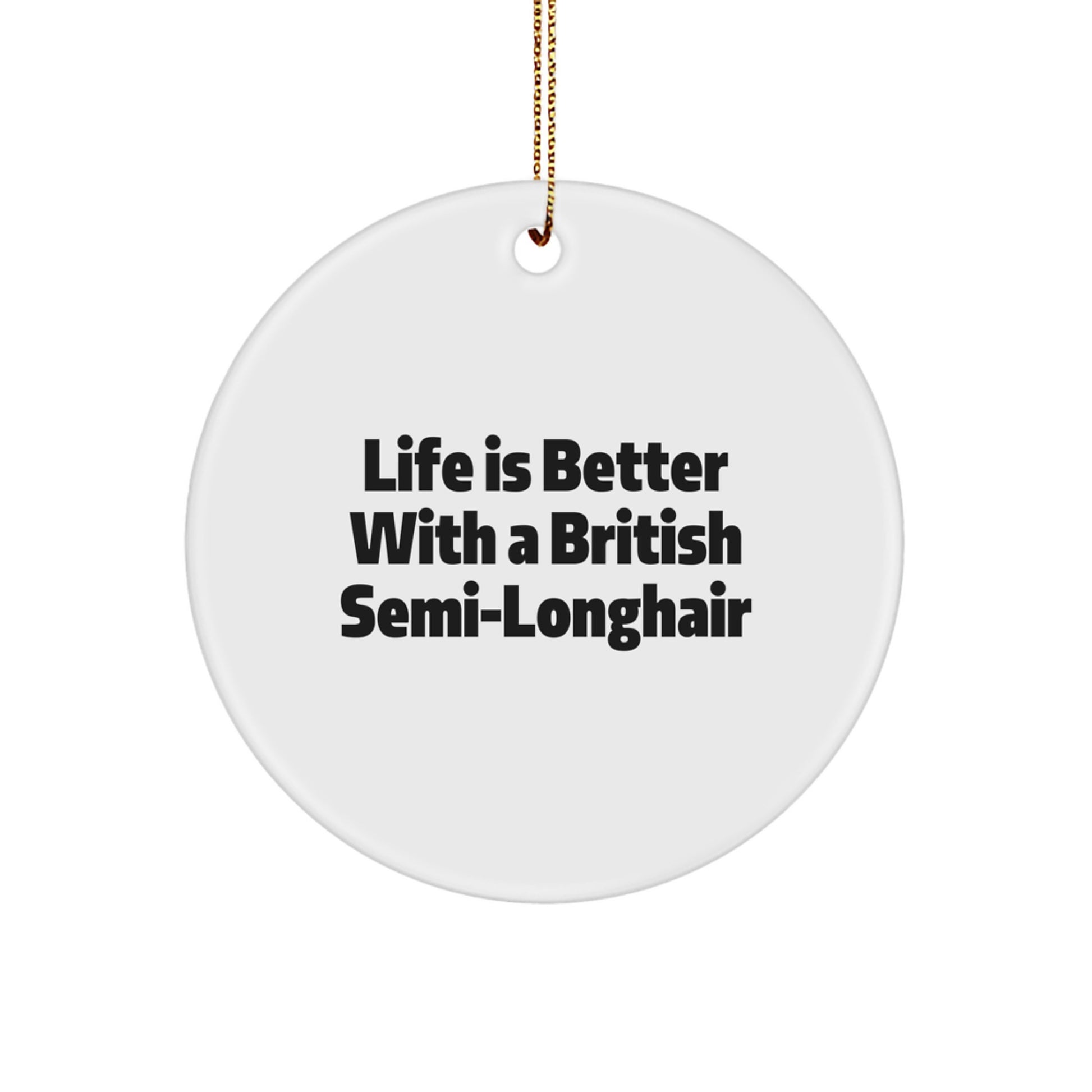 British Semi-Longhair Cat Fun Gifts from Friends, Inspirational Circles Ornament for British Semi-Longhair Cat Lovers at Christmas, Quotes on Circle Ornament, Unique British Semi-Longhair Cat Gifts - Image 1
