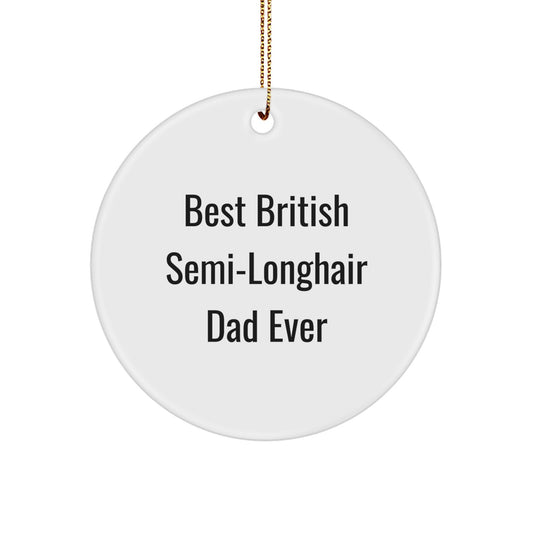 British Semi-Longhair Cat Gifts from Men, Funny Circle Ornament for Christmas, Best Ever Quote, Gifts for Cat Lovers - Image 1