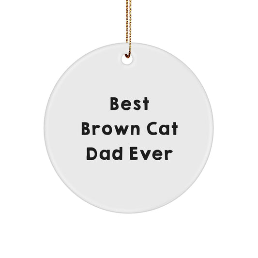 Brown Cat Dad Gifts from Men to Family - Funny Circle Ornament for Christmas - Image 1